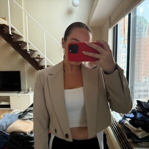 Zara Beige Cropped Blazer